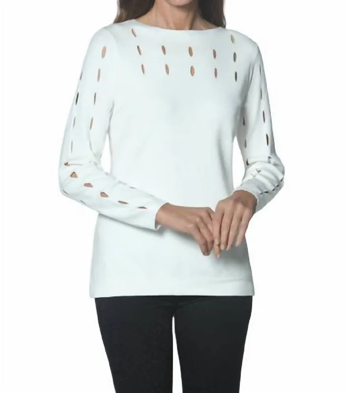 Cut-Out Sweater Top In Ivory