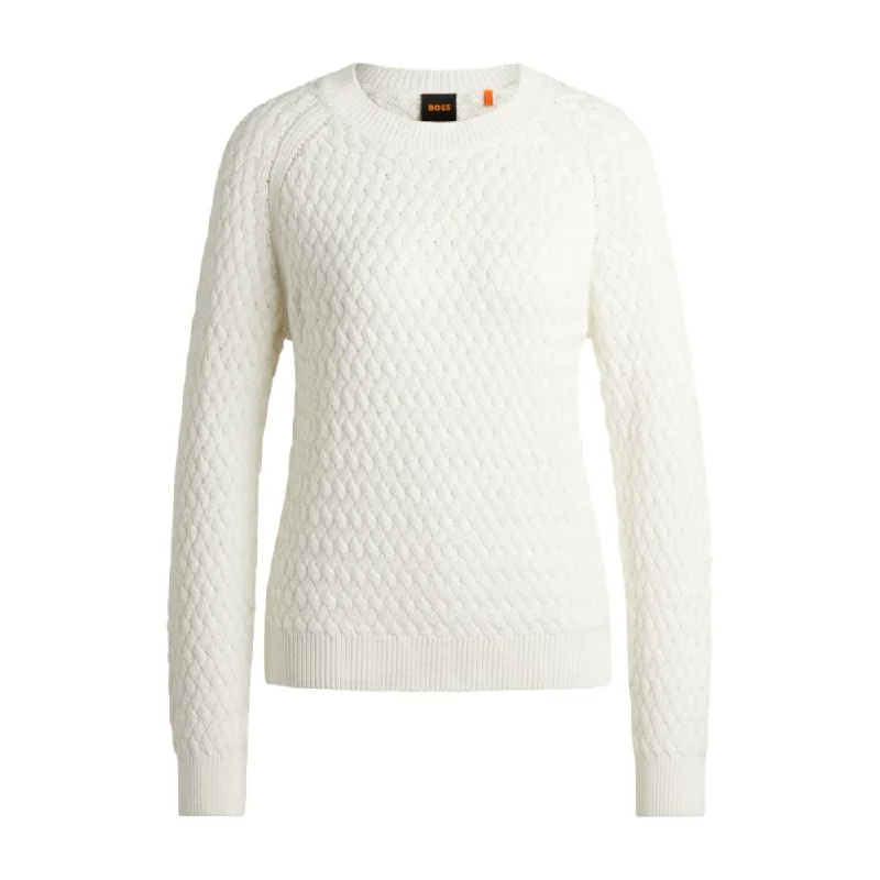 Basic Version Cotton sweater with mixed structures
