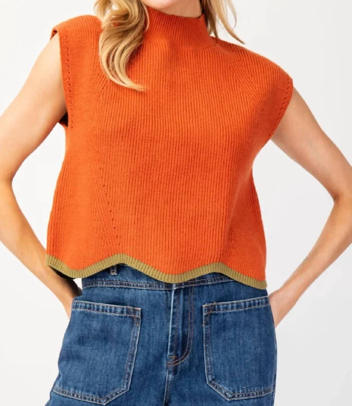 Mock Neck Sweater In Pumpkin