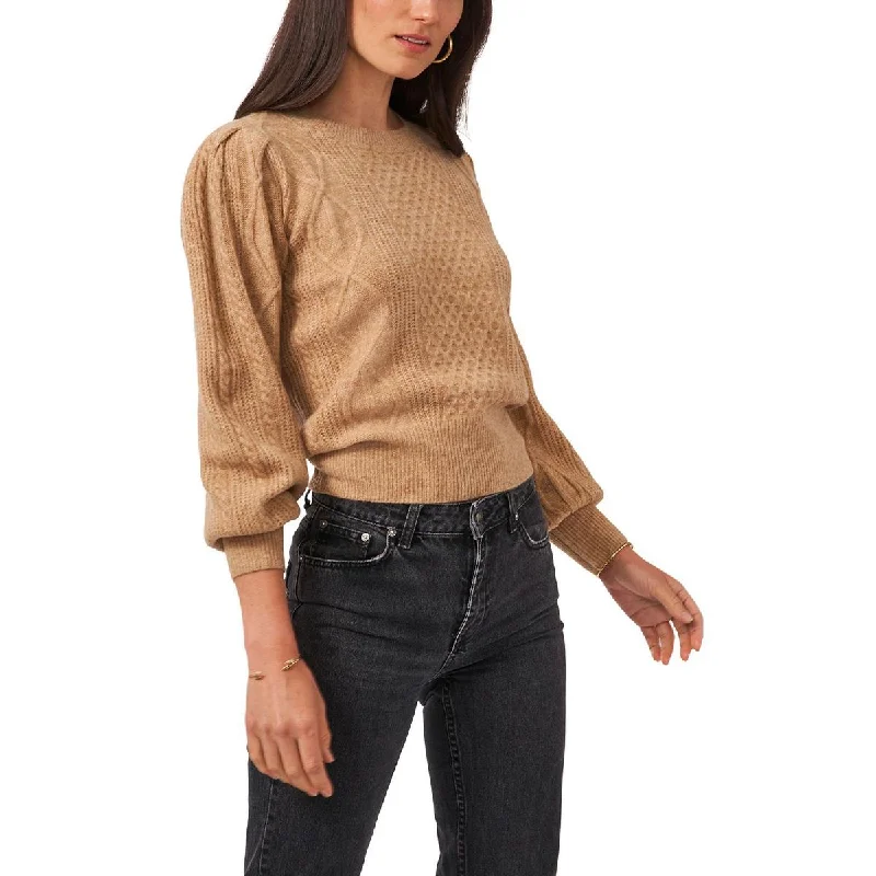 1.State Womens Midnight Garden Cable Knit Crewneck Pullover Sweater