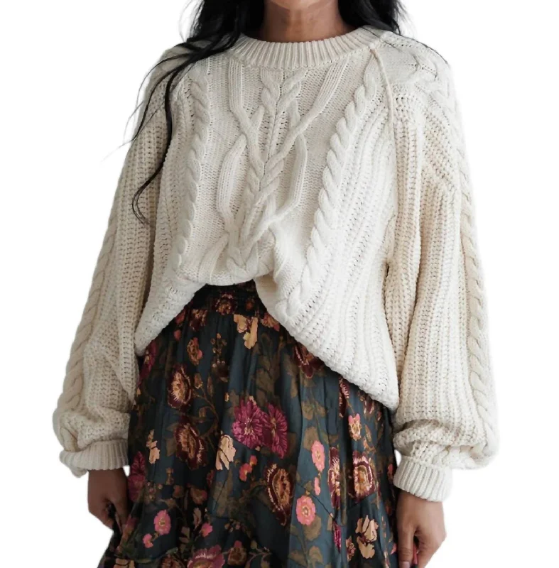 Frankie Cable Sweater In Ivory