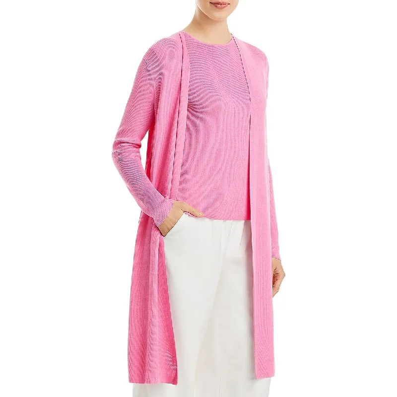 Lafayette 148 New York Womens Open Front Long Duster Sweater