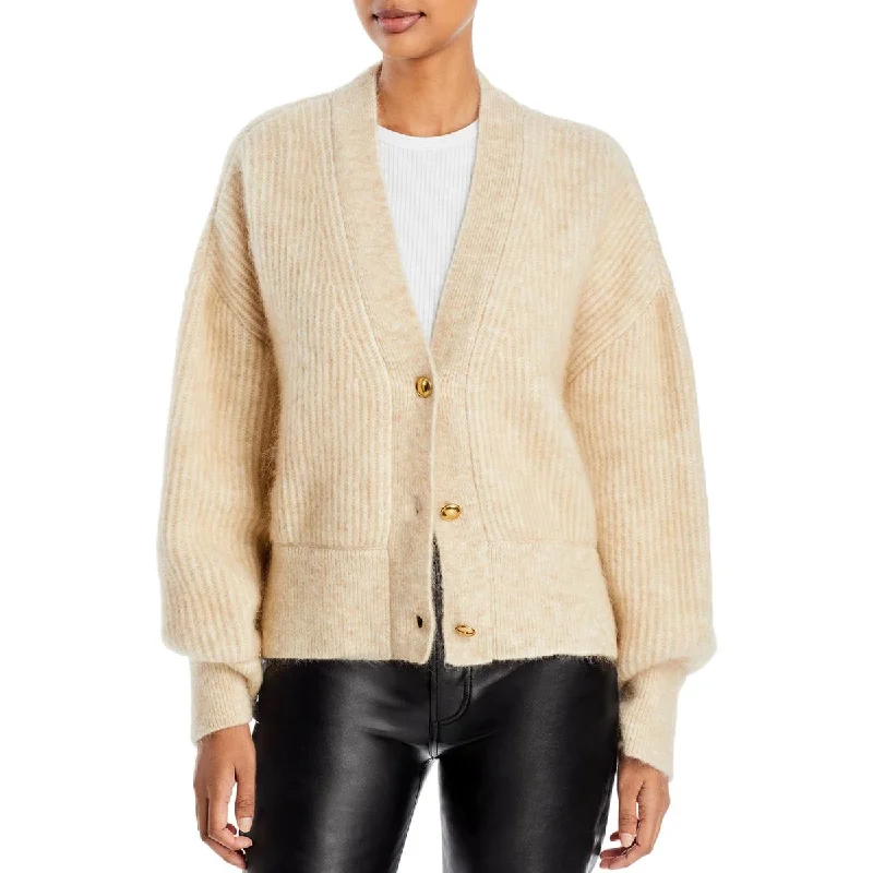 Anine Bing Womens Maxwell Deep V Button Down Cardigan Sweater