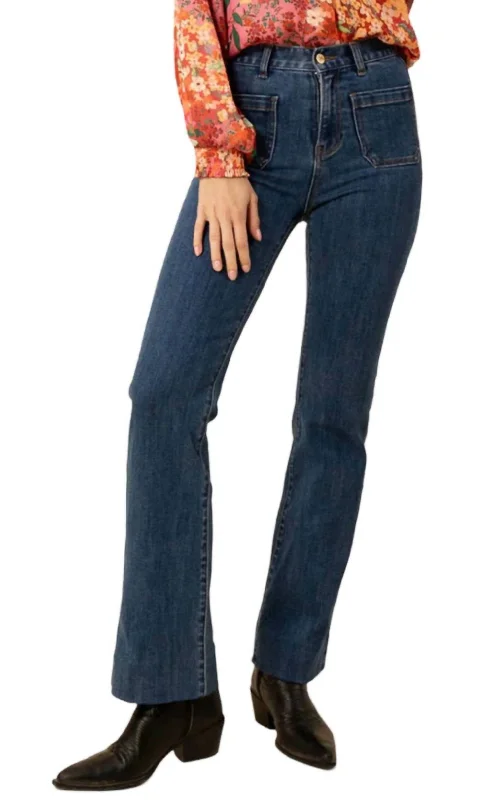 Personalized Series Jenna Pocket Denim Pants In Blue