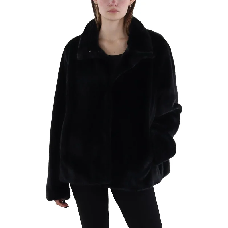 Cozy Outfit Via Spiga Womens Faux Fur Cold Weather Faux Fur Coat