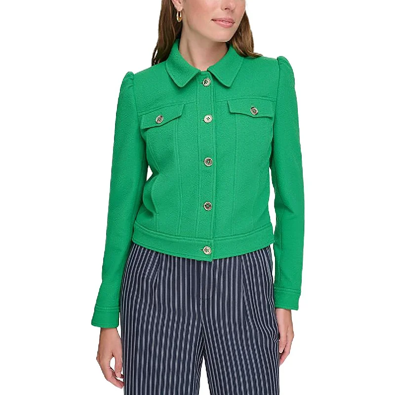 Chic Comfort Tommy Hilfiger Womens Shoulder Pads Solid Soft Shell Jacket