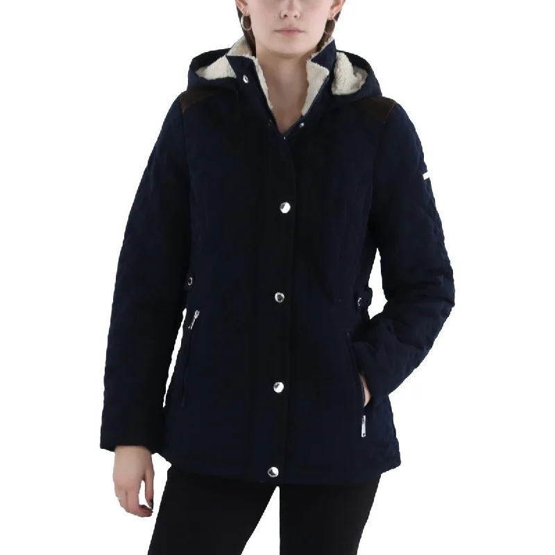 Cozy Knits Laundry by Shelli Segal Womens Quilted Hooded Quilted Coat