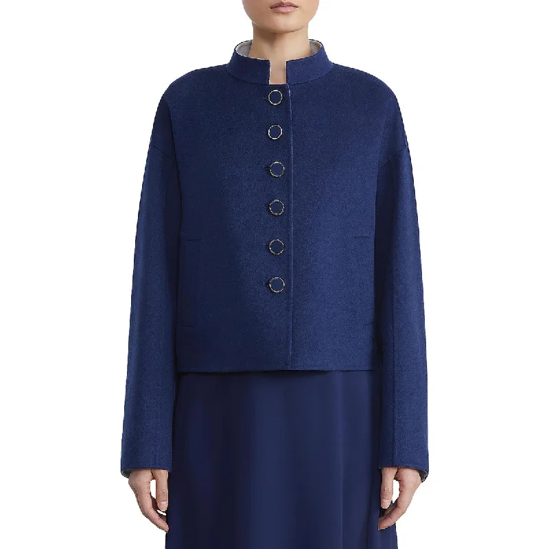 Versatile Style Lafayette 148 New York Womens Band Collar Warm Wool Coat