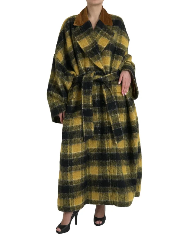 Urban Comfort Dolce & Gabbana Checkered Trench Coat in Sunny  - Italian Craftsmanship