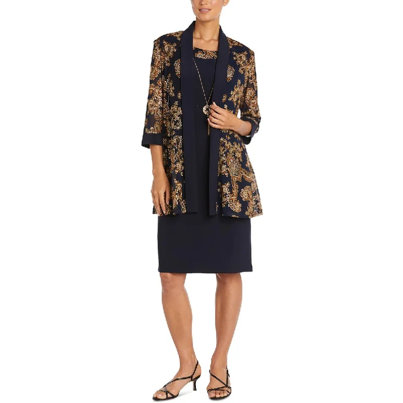 Casual Chic Outfits Petites Womens Printed Shawl Collar Open-Front Blazer