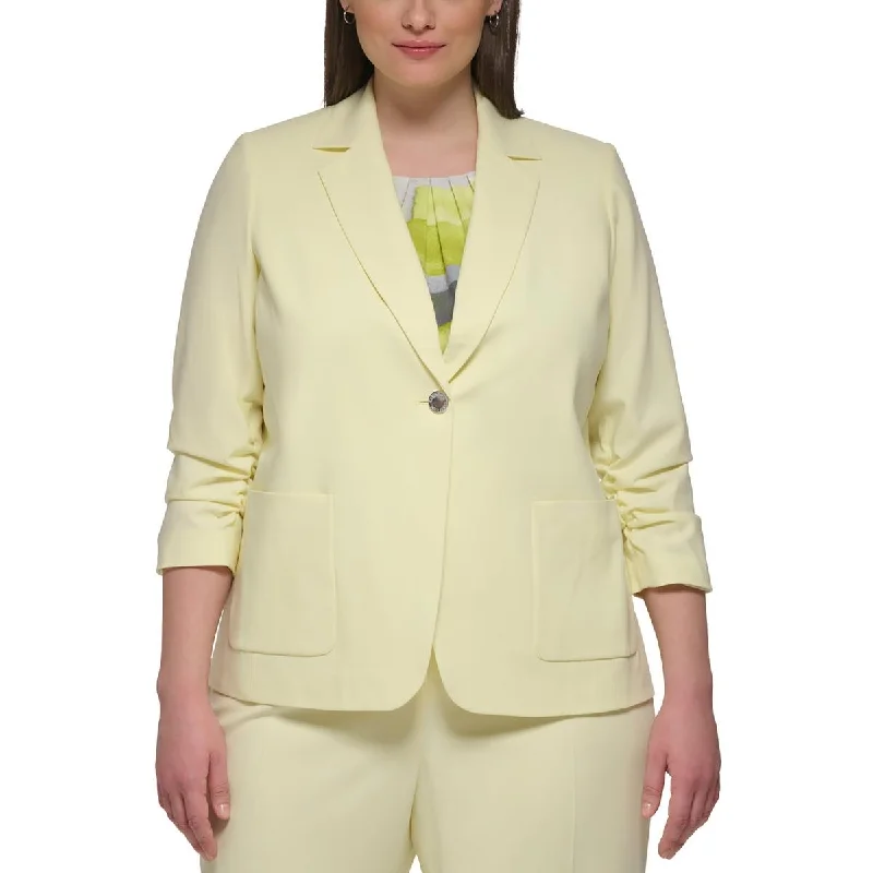 Cozy Lounge Wear Plus Womens Crepe One-Button Blazer
