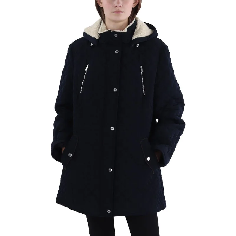 Breezy Comfort Laundry by Shelli Segal Womens Quilted Hooded Quilted Coat