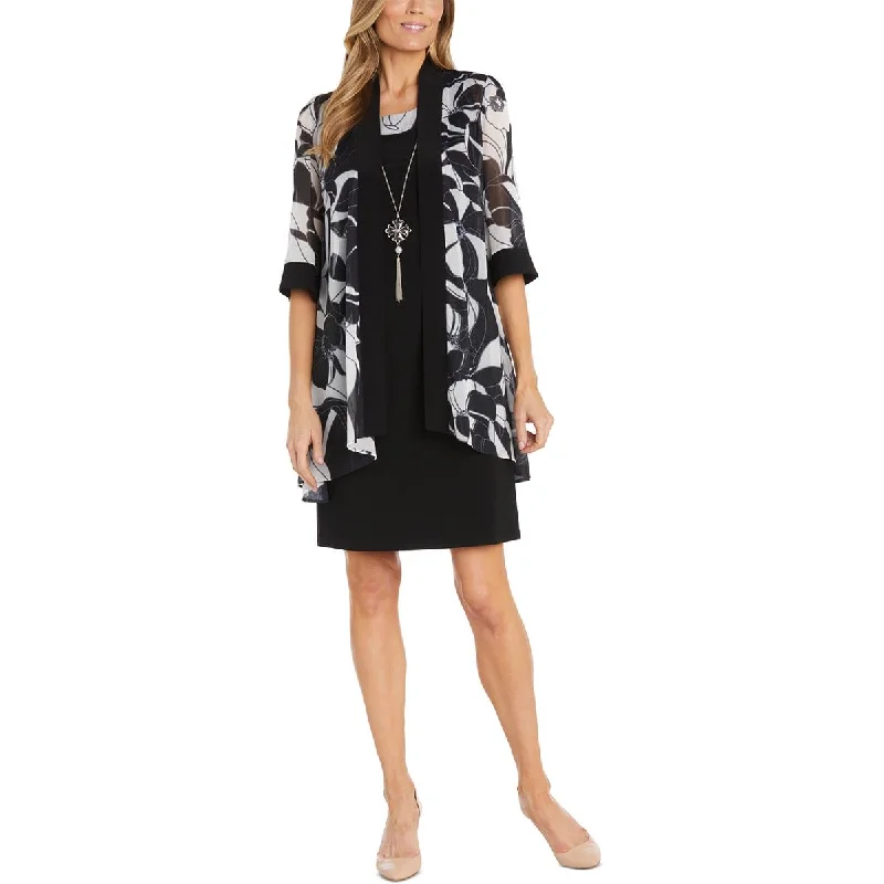 Relaxed Tops Petites Womens Metallic Chiffon Open-Front Blazer
