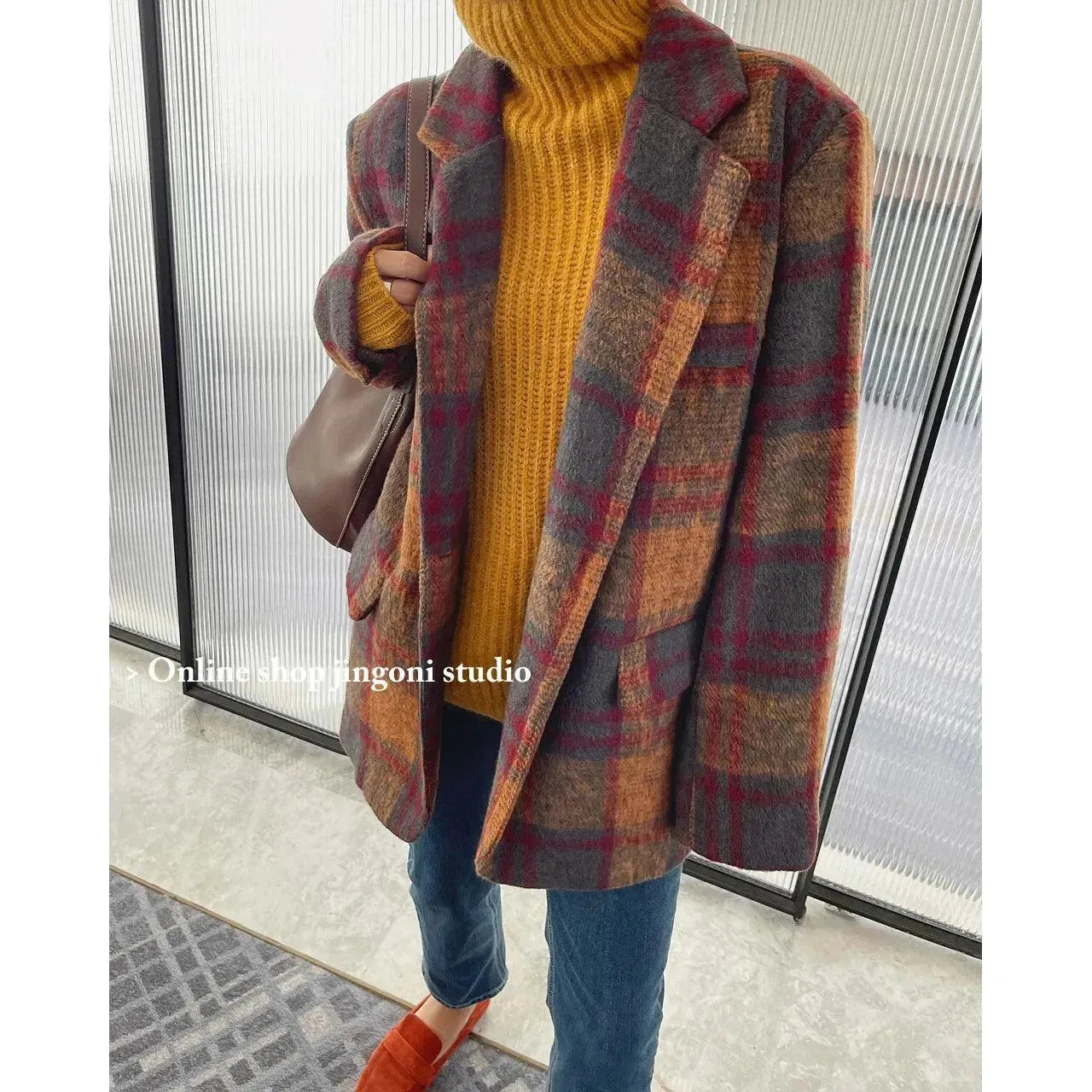 Easy Style Trendy Plaid Loose Women Coat