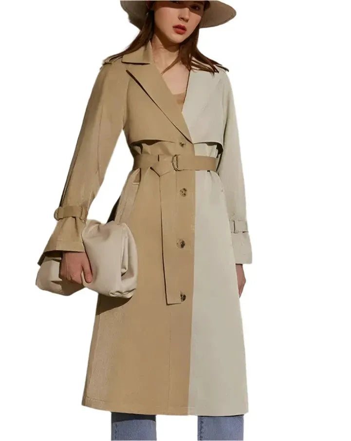 Everyday Outfits Women's Lapel Patchwork Trench Coat