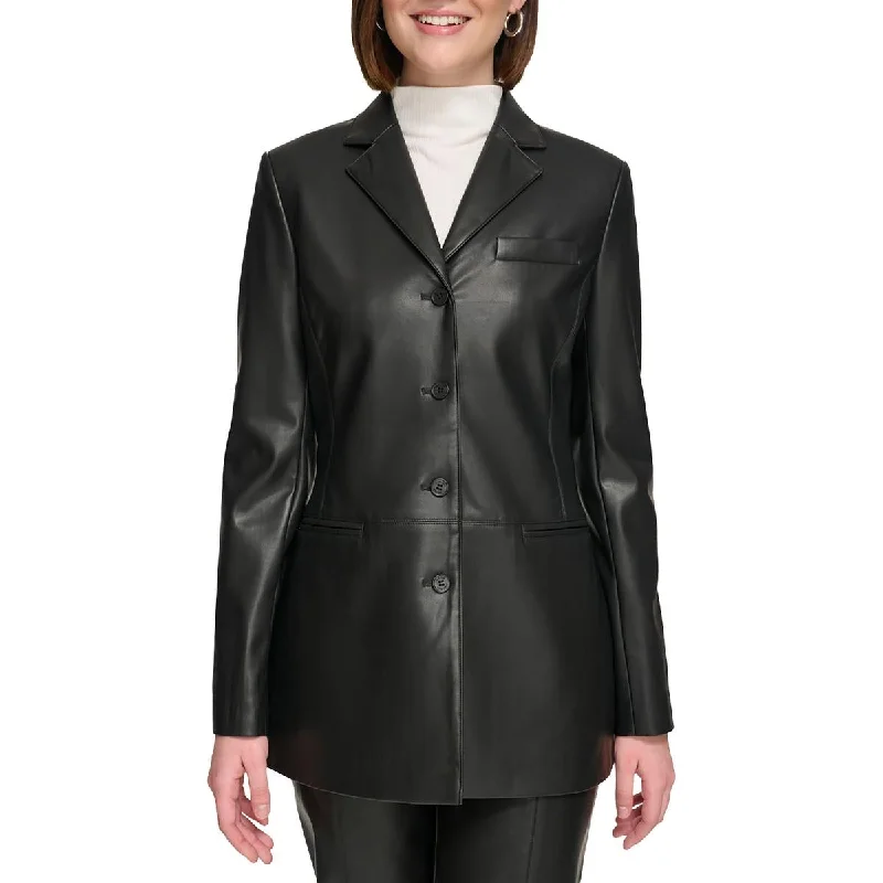 Soft Comfort Calvin Klein Womens Faux Leather Office Leather Jacket