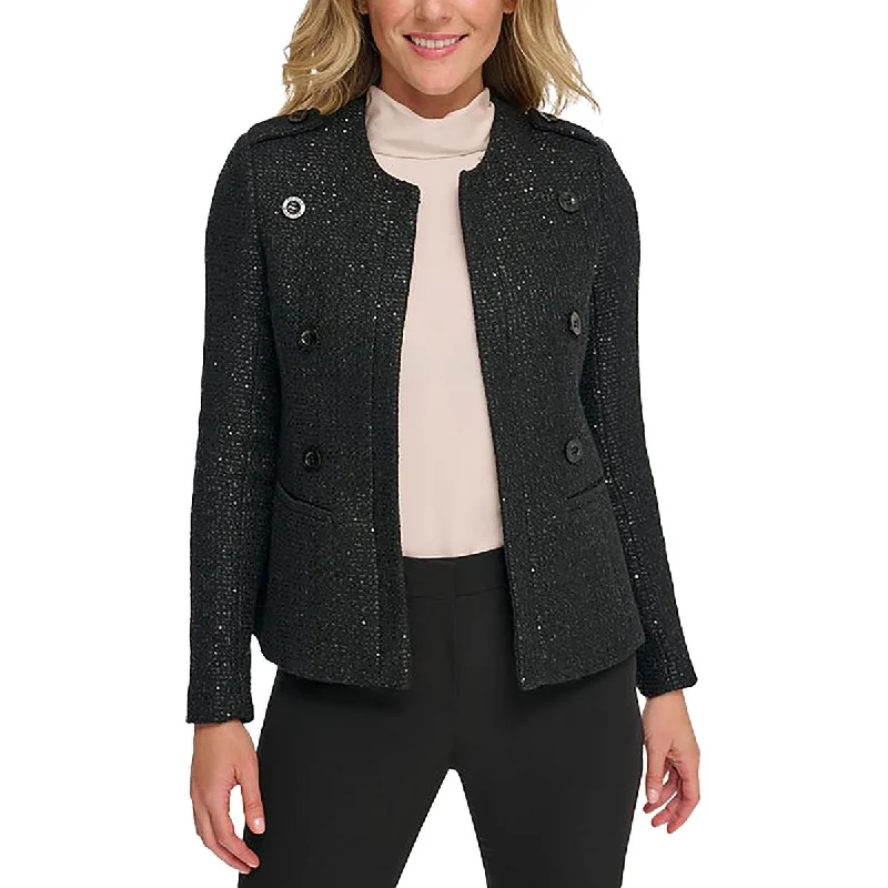 Everyday Style Tommy Hilfiger Womens Sequined Open Front Wool Coat