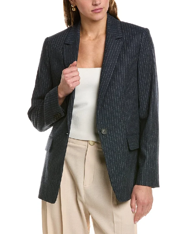Timeless Style Vince Pinstripe Flannel Wool-Blend Blazer
