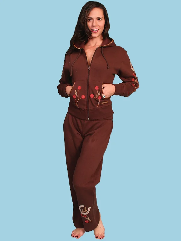 Comfortable Lounge Wear Scully Womens Chocolate 100% Cotton Horseshoe Pants