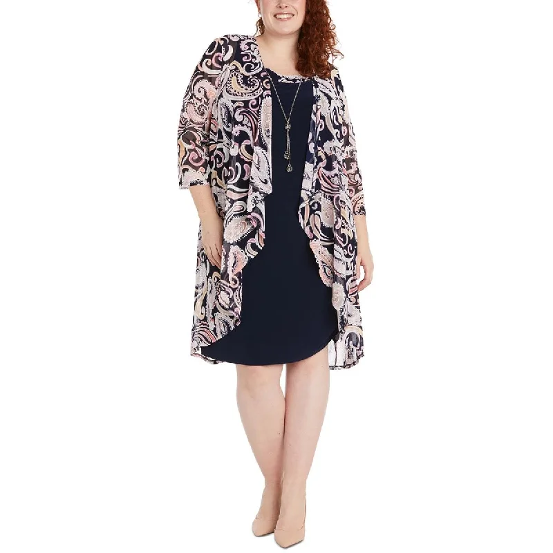 Cozy Essentials Plus Womens Paisley Open Front Duster Blazer