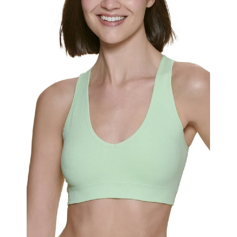 French Style Calvin Klein Women's Ribbed Sports Bra Green Size X-Large