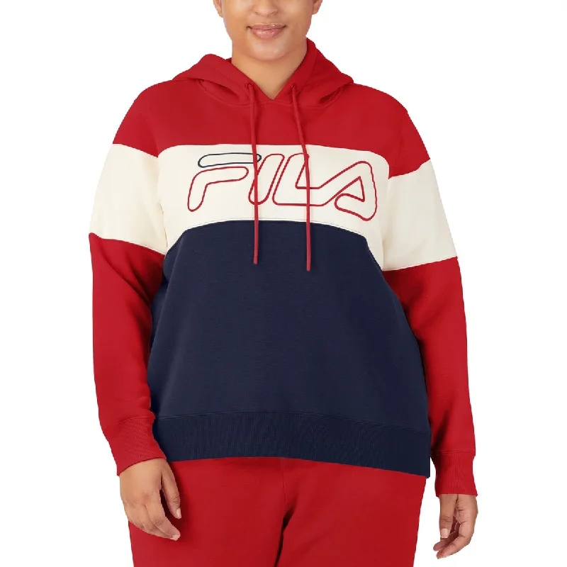 Fashionable In The Times Fila Women's Timeless Logo Colorblocked Hoodie Red Size 3X