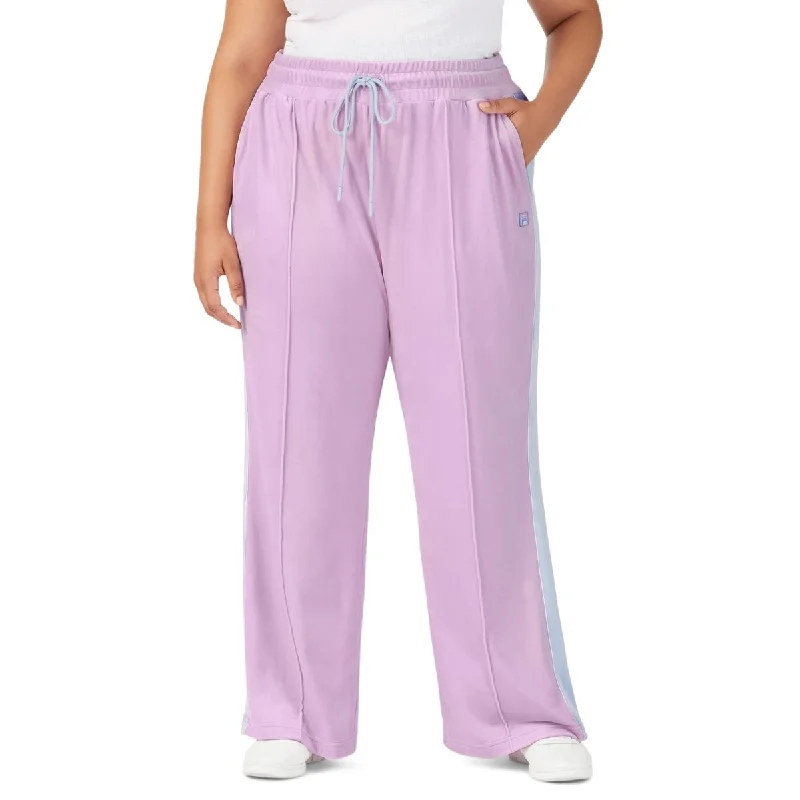 Fila Women's Valery Mid Rise Drawstring Velour Pants Purple Size 3X