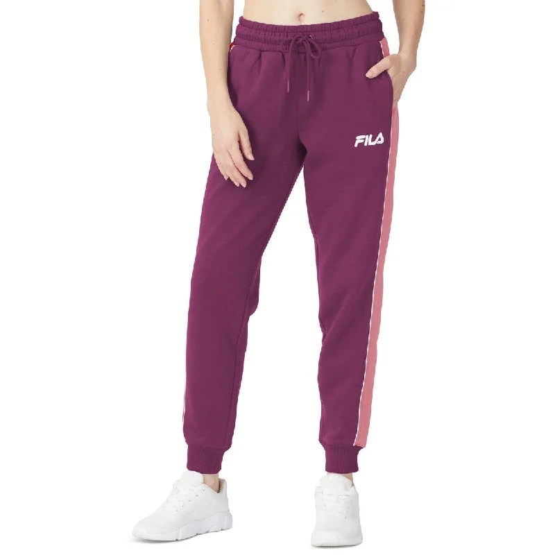 Fila Women's Vigor Mid Rise Colorblocked Fleece Joggers Purple Size 3X