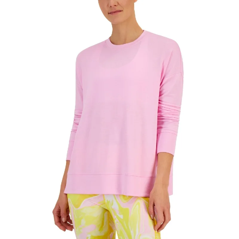Simple Matching ID Ideology Women's Active Solid Crewneck Top Pink Size X-Large - XL