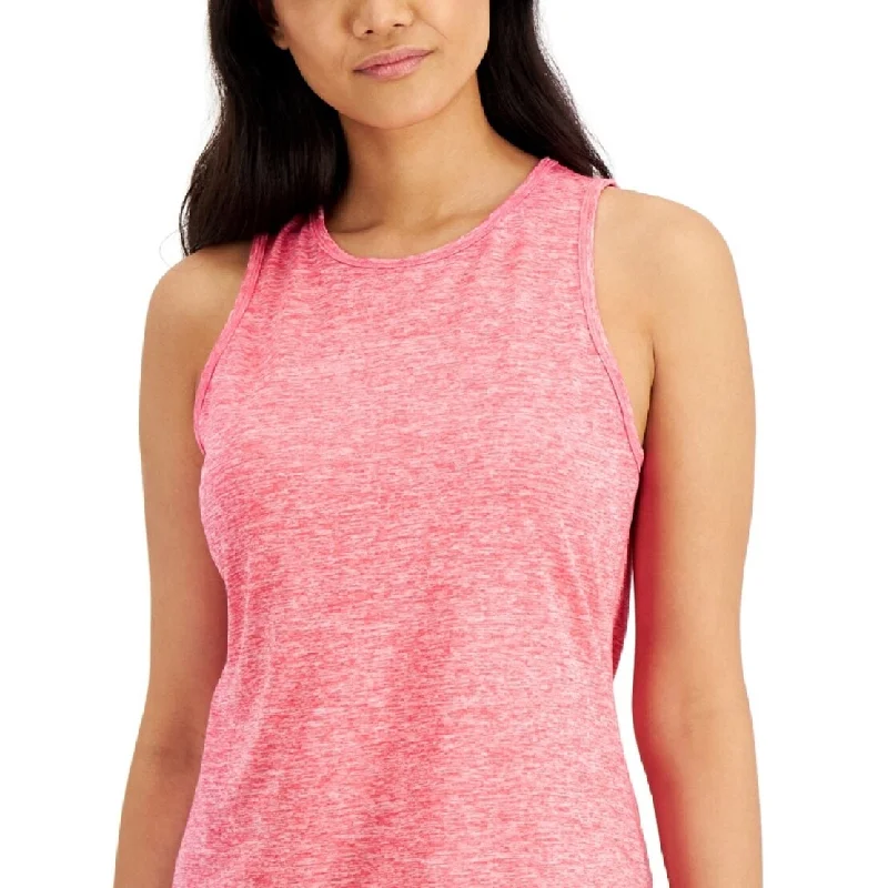 Id Ideology Women's Essentials Heathered Keyhole Back Tank Top Pink Size Small