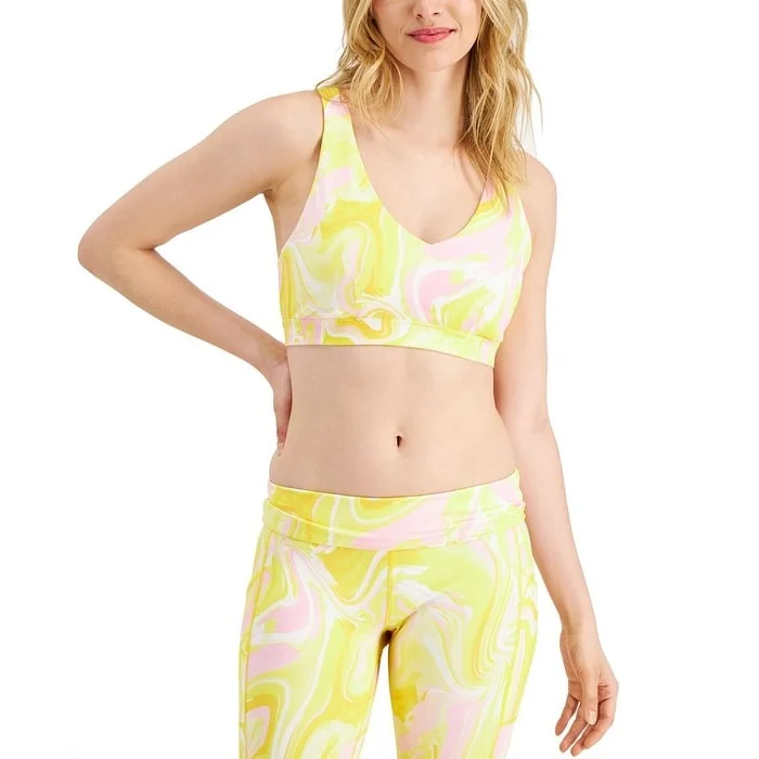 Multifunctional Style ID Ideology Women's Watercolor Whirl Low Impact Sports Bra Yellow