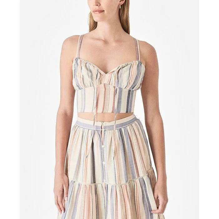 Retro Fashion Lucky Brand Women's Matchback Stripe Corset Camisole Brown