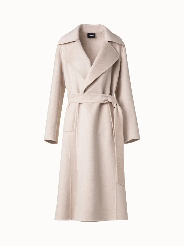 100% Cashmere Wrap Coat in Trench Style