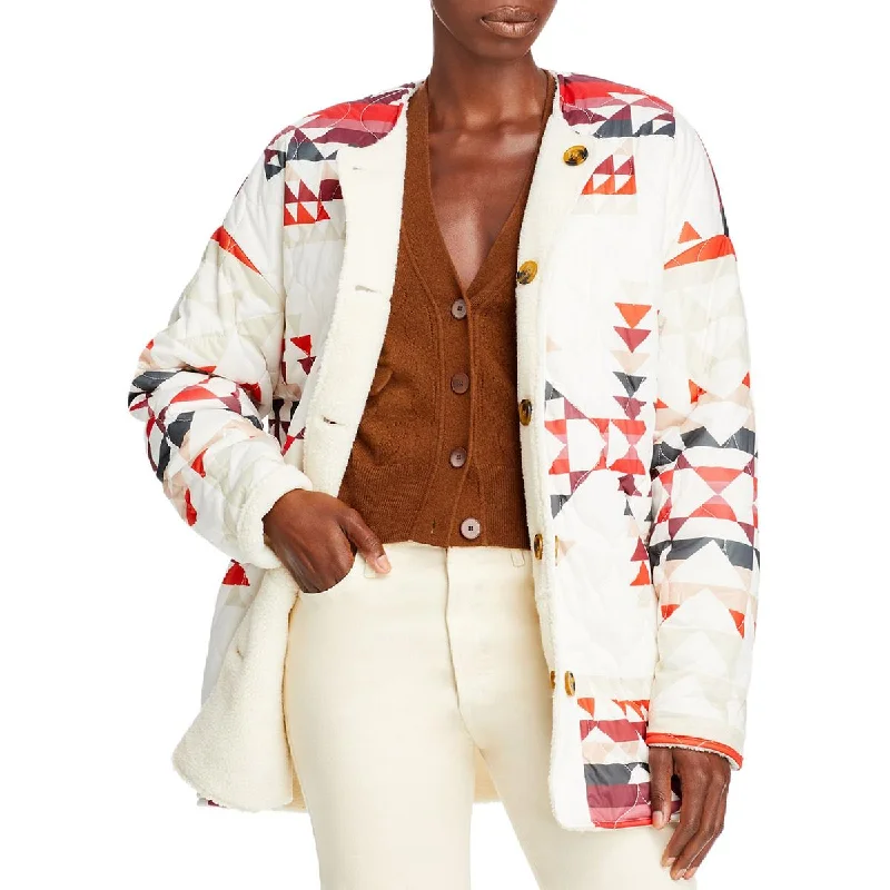 Thin Design Aqua Womens Printed Reversible Faux Fur Coat