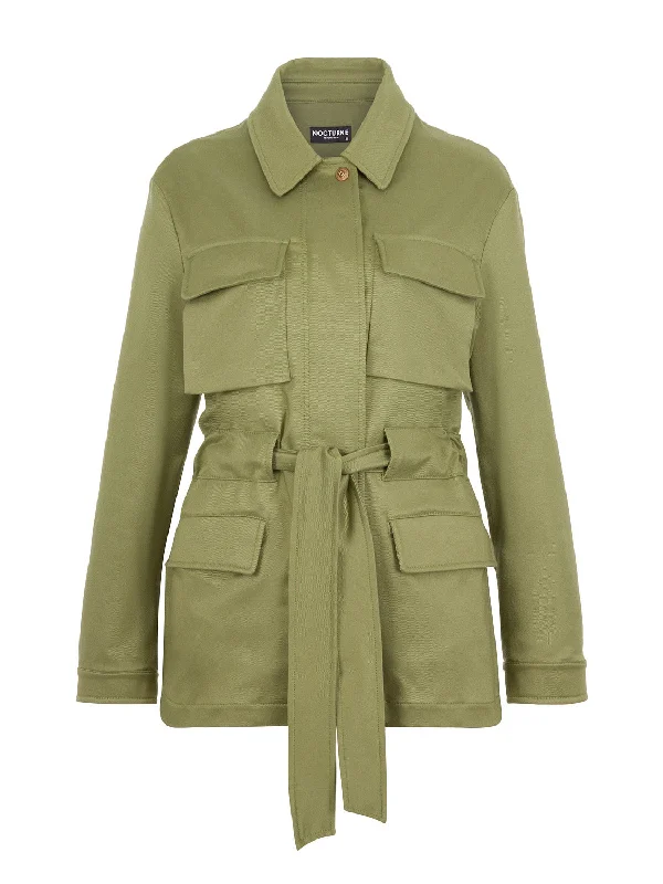 Chic Outfits Belted Khaki Jacket