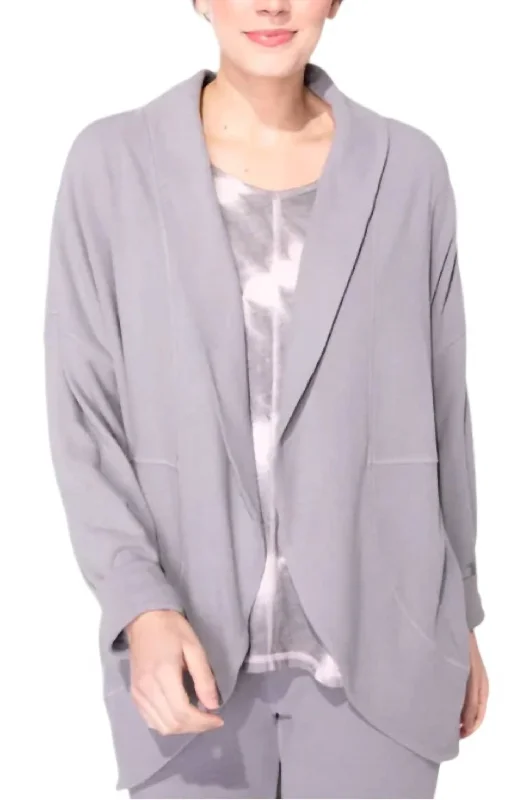 Elegant Wear Butterfly Rib Knit Jacket In Fog