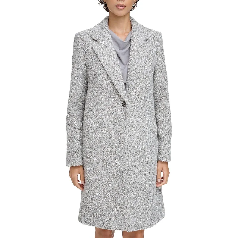 Classic Retro Calvin Klein Womens Petites Textured Long Sleeve Teddy Coat