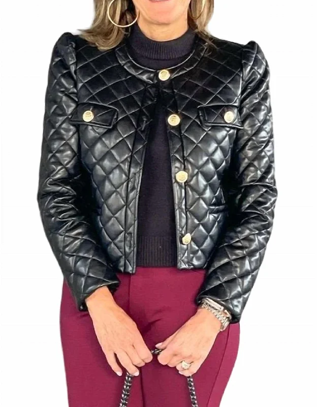 Stylish Jackets Cropped Quilted Coco Jacket In Black