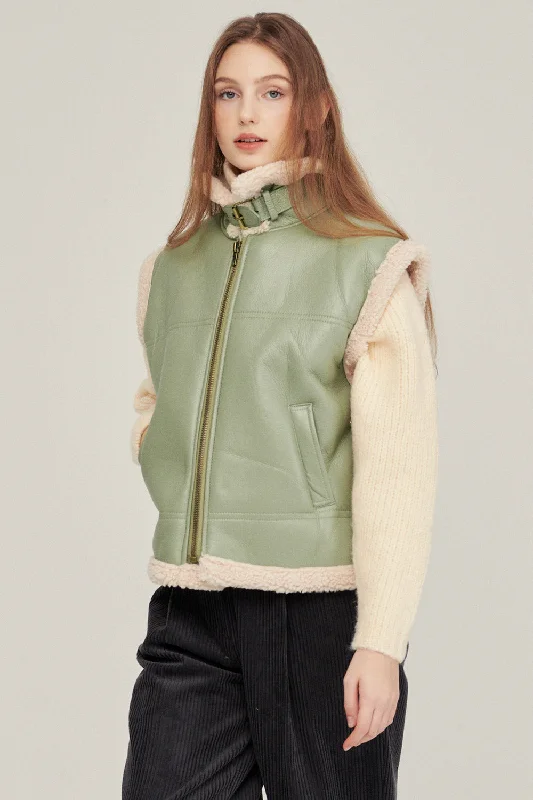 Sporty Wear Daniela Pleather Shearling Vest