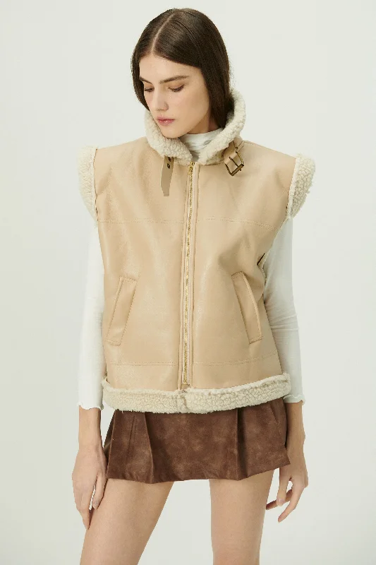 Relaxed Tops Daniela Pleather Shearling Vest