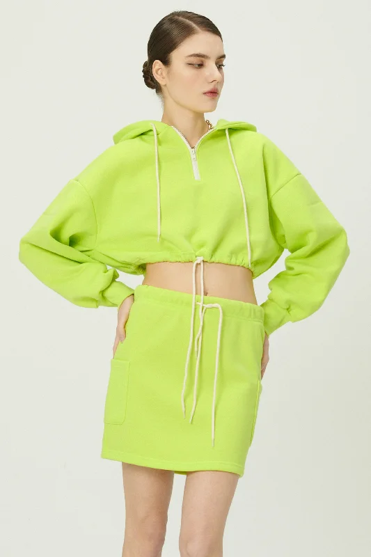 High-end Design Erica Half Zip Crop Hoodie