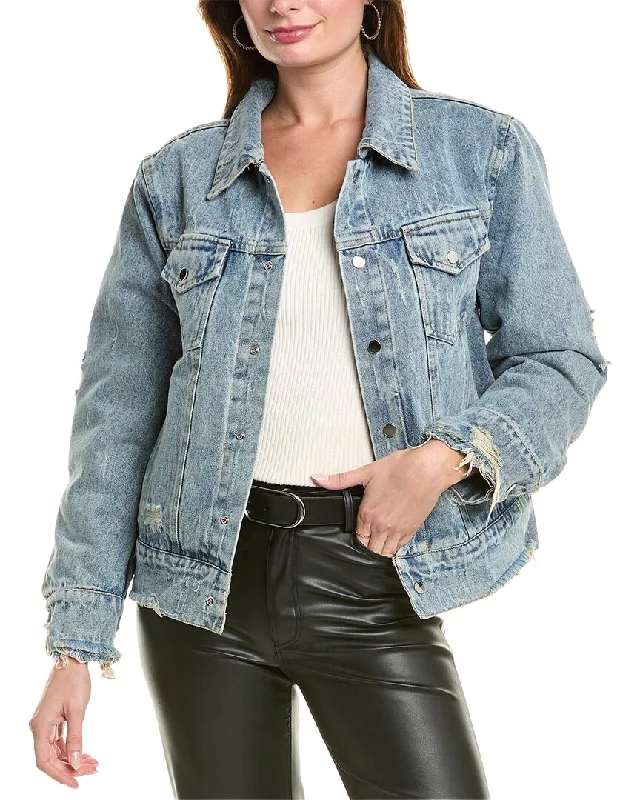 French Retro Gracia Double Sided Denim Bomber Jacket