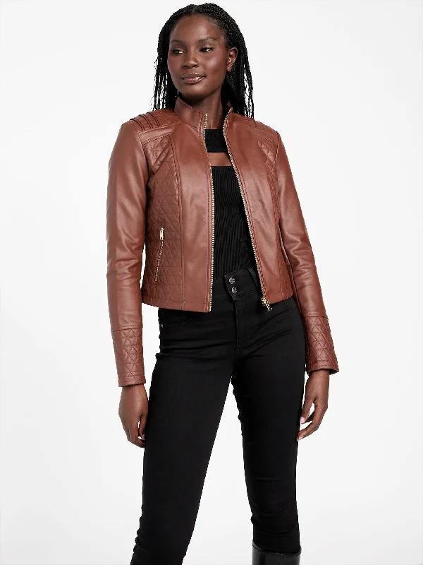 Minimal Classic Iden Quilted Faux-Leather Jacket