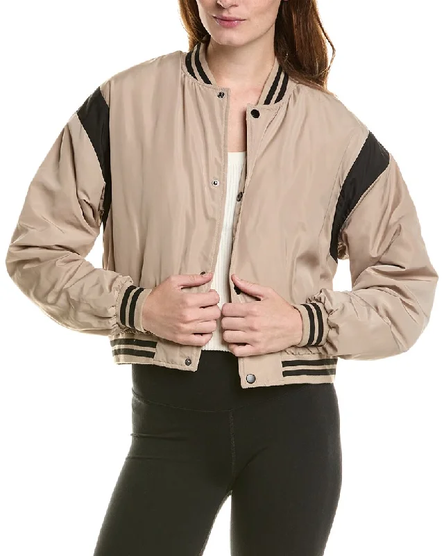 Simple Solid Color IVL Collective Cropped Varsity Bomber Jacket
