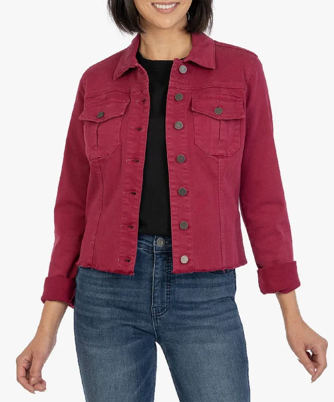 Low-key Luxury Kara Denim Jacket In Bordeaux