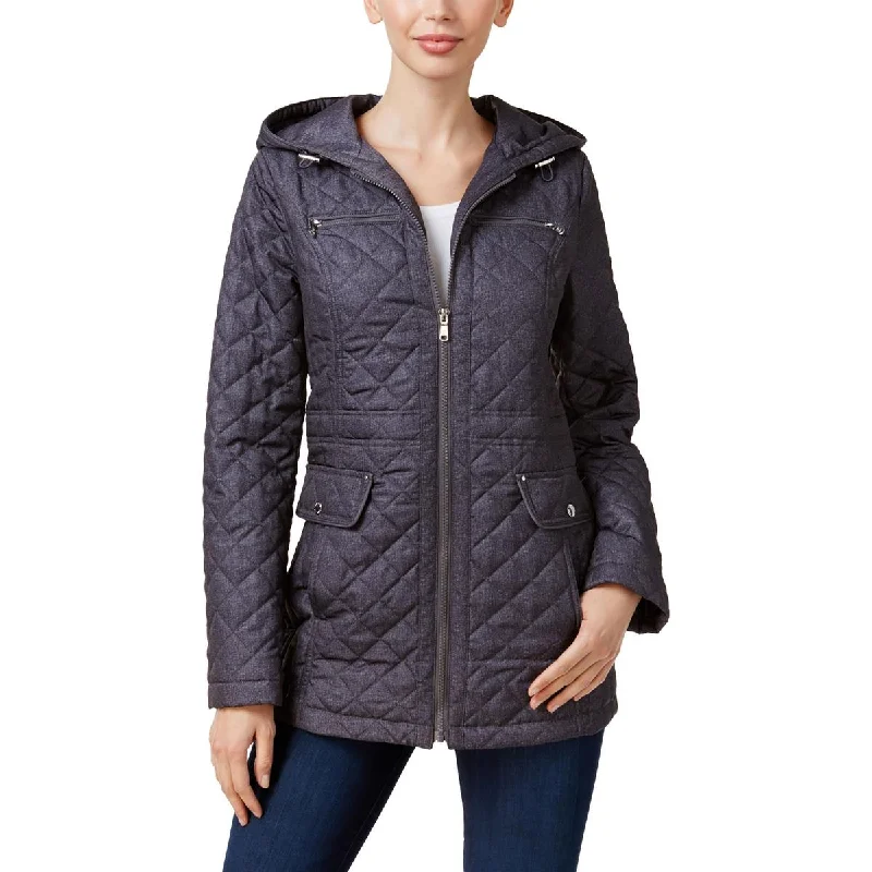 Laundry by Design Womens Hooded Short Quilted Coat