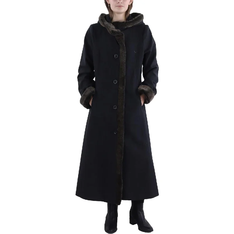 Laundry by Design Womens Wool Blend Hooded Wool Coat