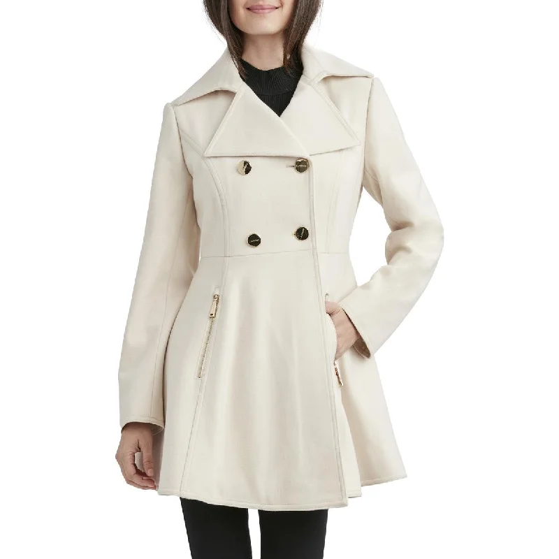 Classic Laundry by Shelli Segal Women's Double Breasted Fit & Flare Peacoat