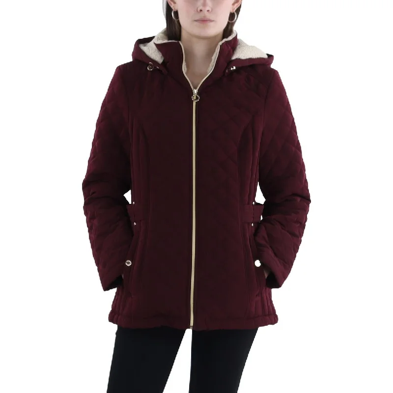 Versatile Casuals Laundry by Shelli Segal Womens Faux Fur Hooded Quilted Coat