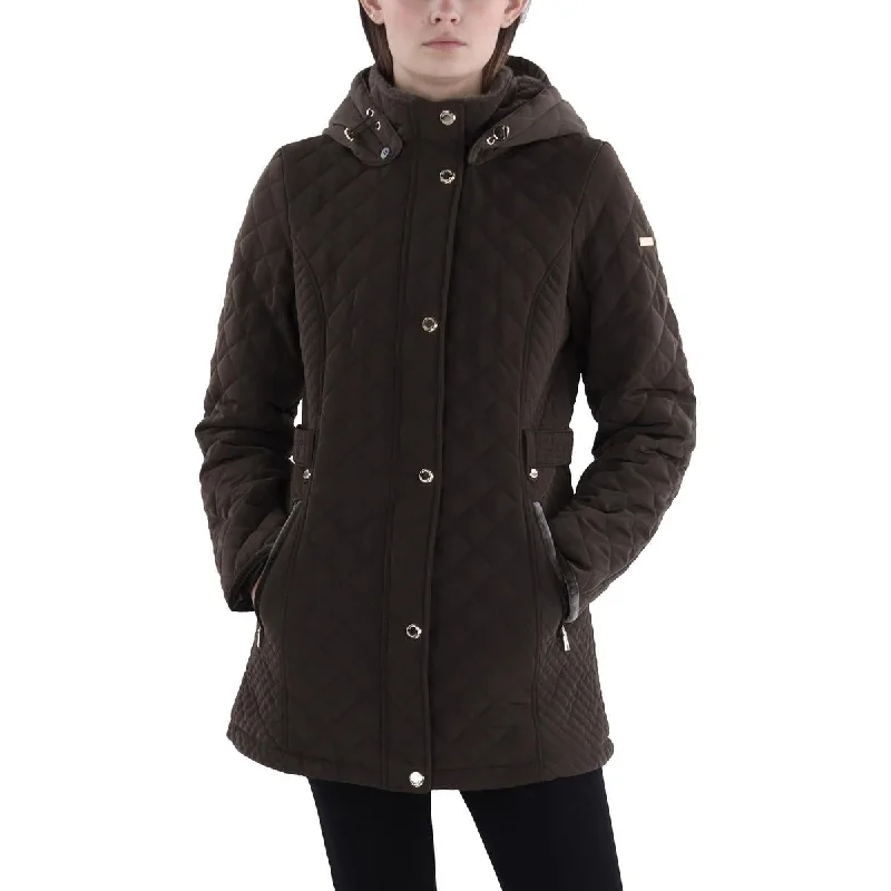 Relaxed Weekend Wear Laundry by Shelli Segal Womens Faux Fur Hooded Quilted Coat